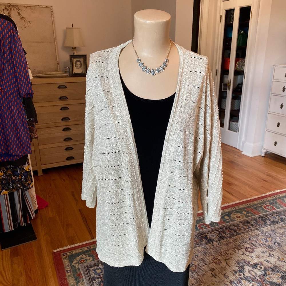 Chico's Metallic Gold Open Cardigan - Size 1